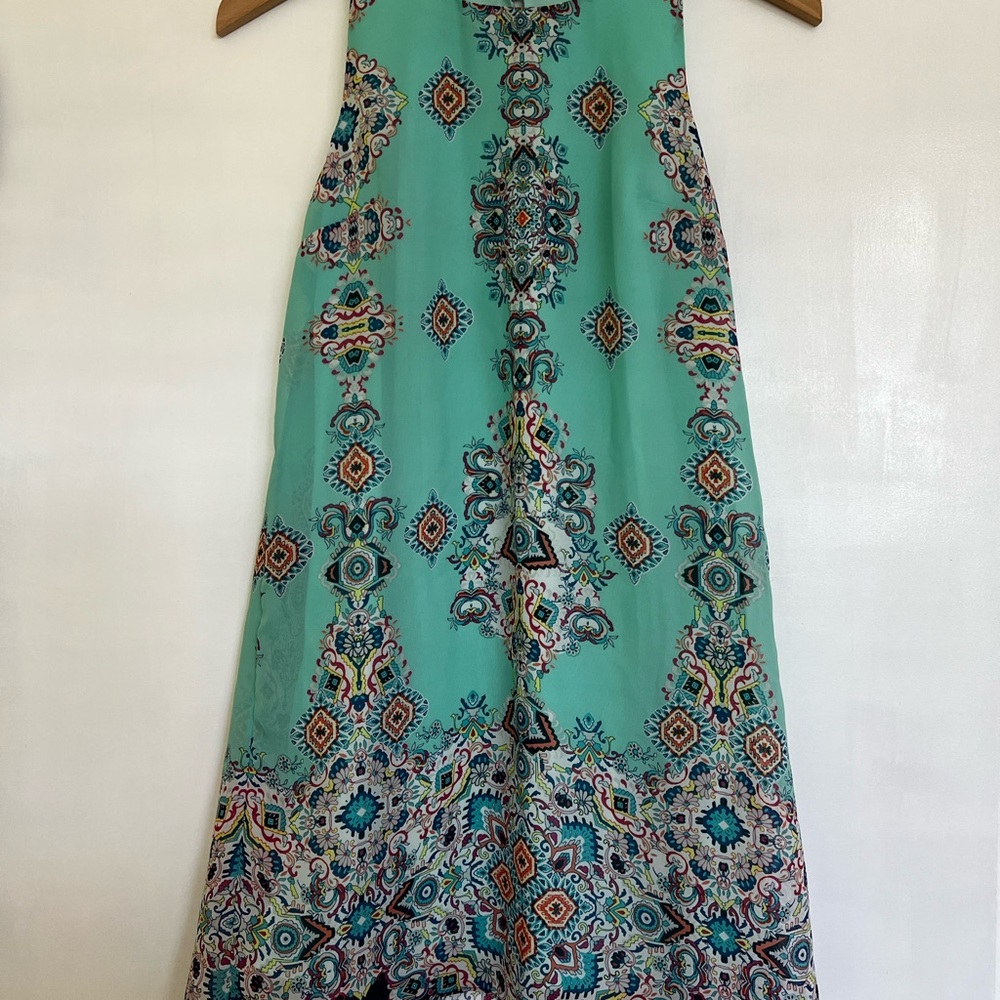 Elegant Teal Patterned Dress